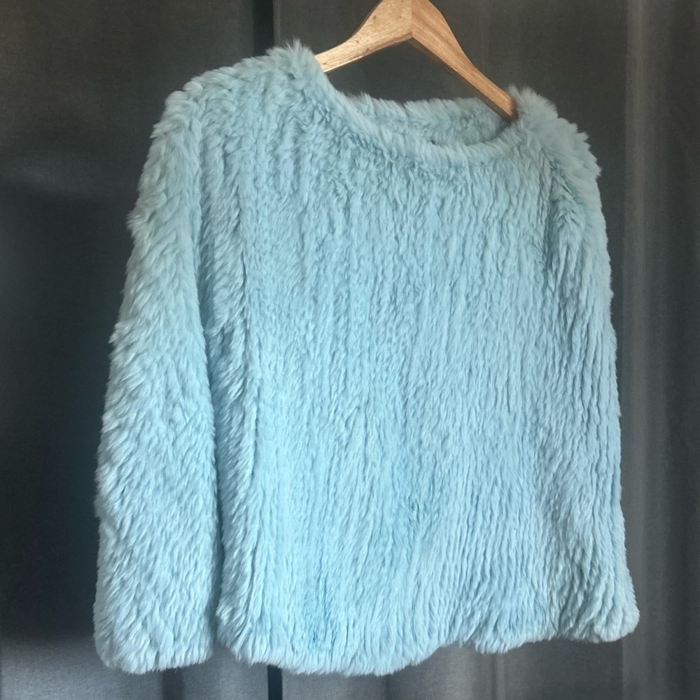 Beautiful Bernardo Baby Blue Rabbit Fur Cape